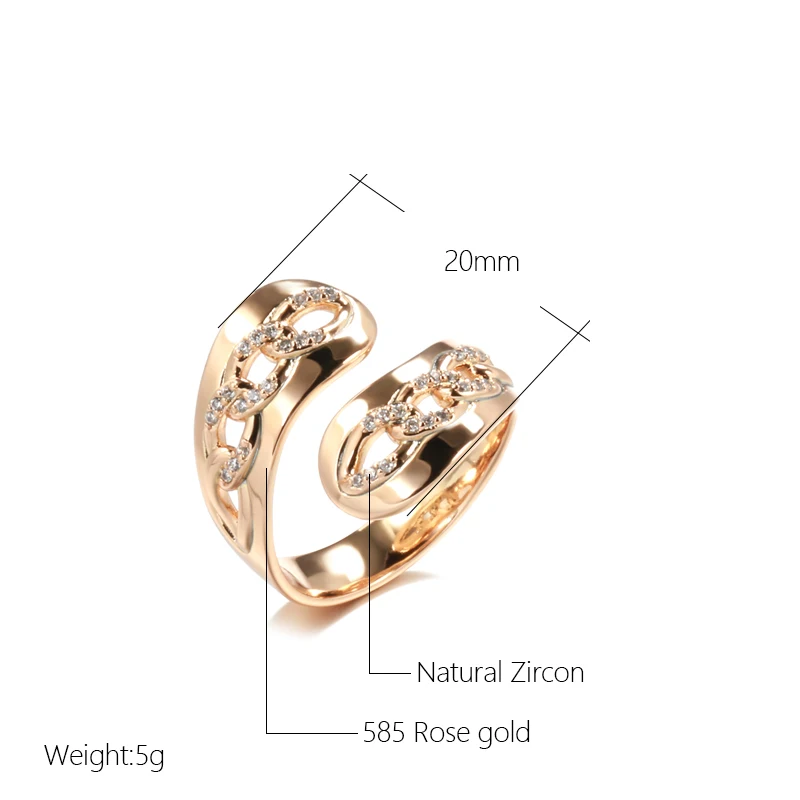 Kinel 2022 Trendy 585 Rose Gold Ring for Women Fashion Geometry  Natural Zircon Rings for Women Fine Bride Wedding Jewelry