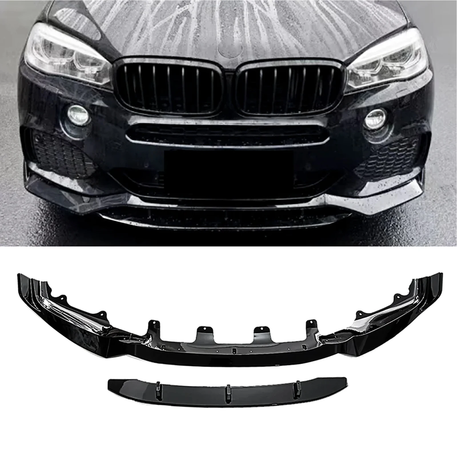 ApolloFactory Direct Car Front Face Assembly ABS Auto Bumper Lip For F15 X5 M-Sport 2014-2018 ABS Spoiler Splitter Gloss Bla