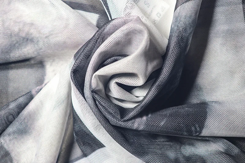 أنيق سيدة العين المطبوعة شبكة تي شيرت 2025 الصيف النساء طويلة الأكمام س الرقبة انظر من خلال مثير نادي حفلة الشارع بلايز تيز