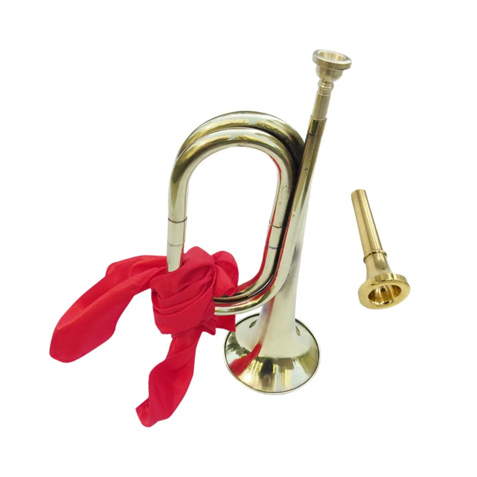 Mini Brass Instrument Marching Bugle with Mouthpiece Professional Classic Bugle