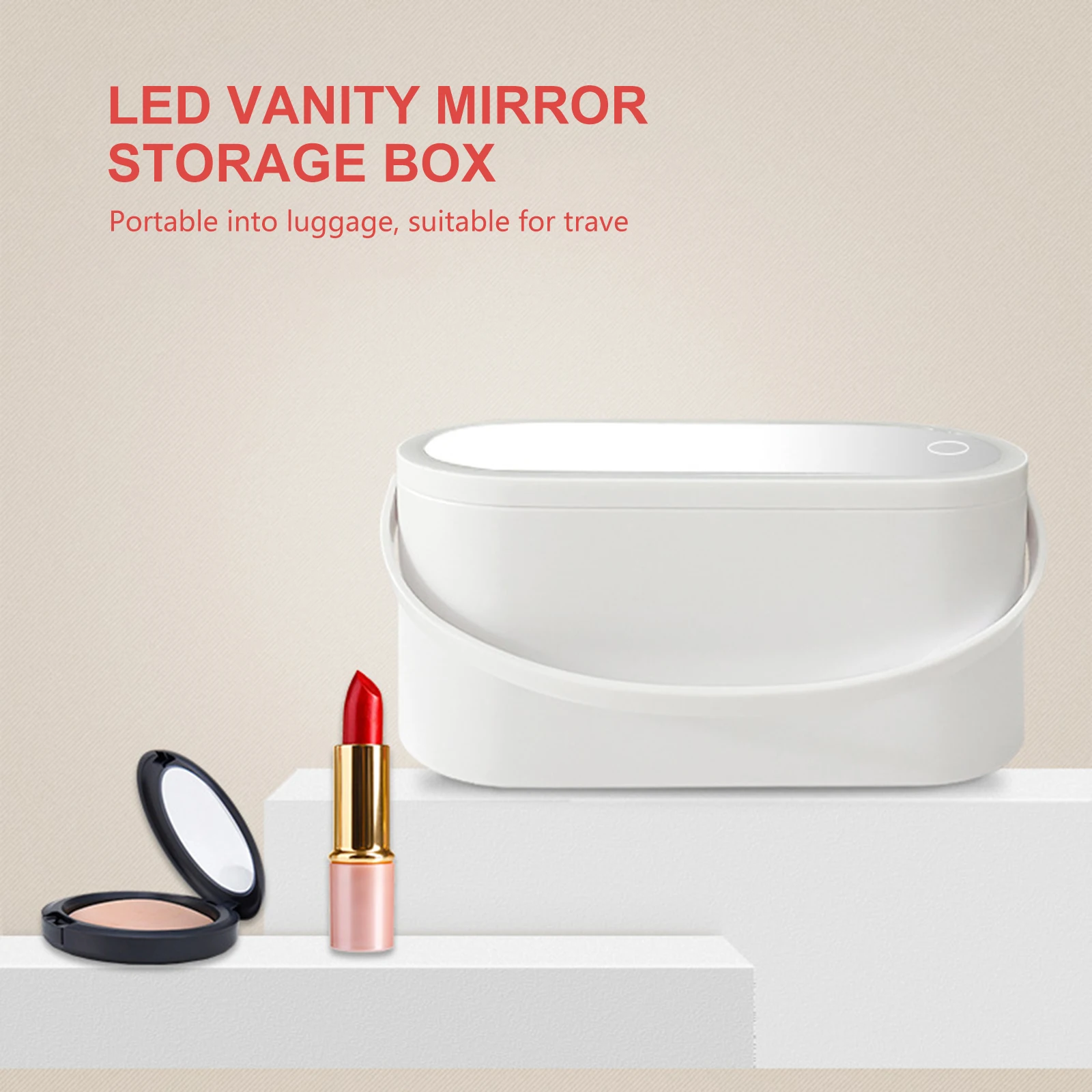 

Portable Cosmetic Case with Mirror and LED Light Waterproof Cosmetic Storage Box Makeup Bag for Women and Girls