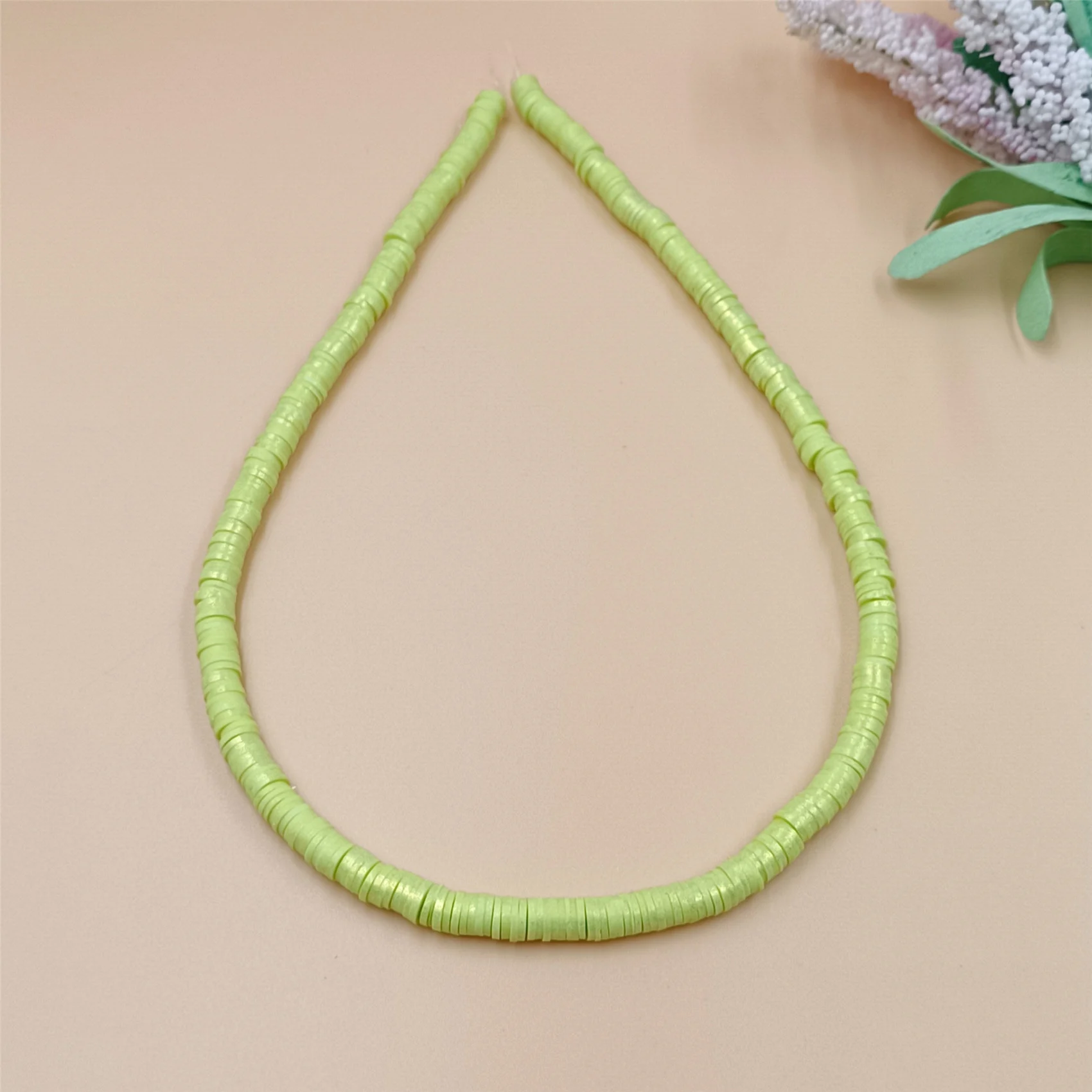 1 String  6mm Pearlescent Powder Polymer Clay Loose Flat Beads For Jewelry Making DIY Necklace Bracelets