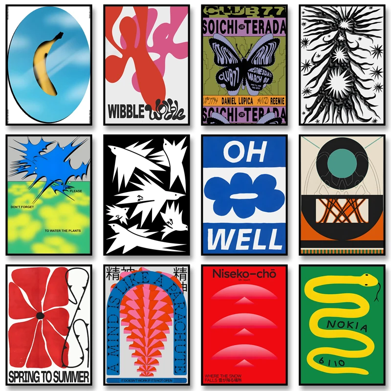 Póster clásico abstracto Vintage de Faune & Fruits Retro, cuadro sobre lienzo para pared del mediados de siglo para decoración del hogar y la sala de estar