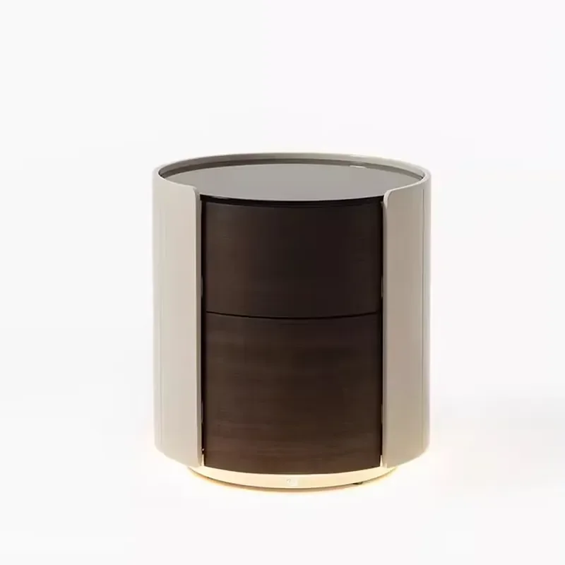Modern Minimalist Italian Style Solid Wood Extendable Nightstand with 2 Drawers Simple Bedroom Furniture
