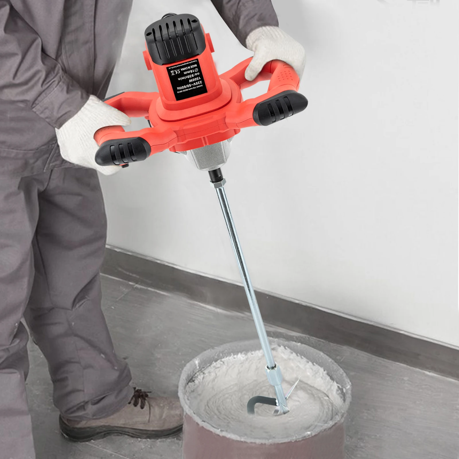 Mélangeur à béton électrique portable 1500W, agitateur de mortier en cuivre pur, mélangeur de ciment professionnel, machine à mélanger la peinture, 93
