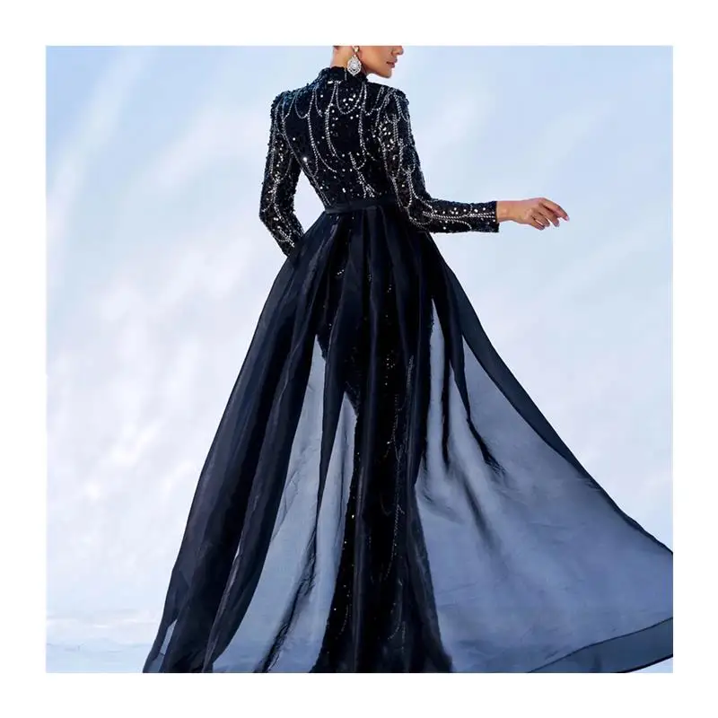 Vestido de noche largo con lentejuelas, Par Formal de cumpleaños para mujer, Material de poliéster Dr, largo, Sve, longitud Regular, otoño 2024