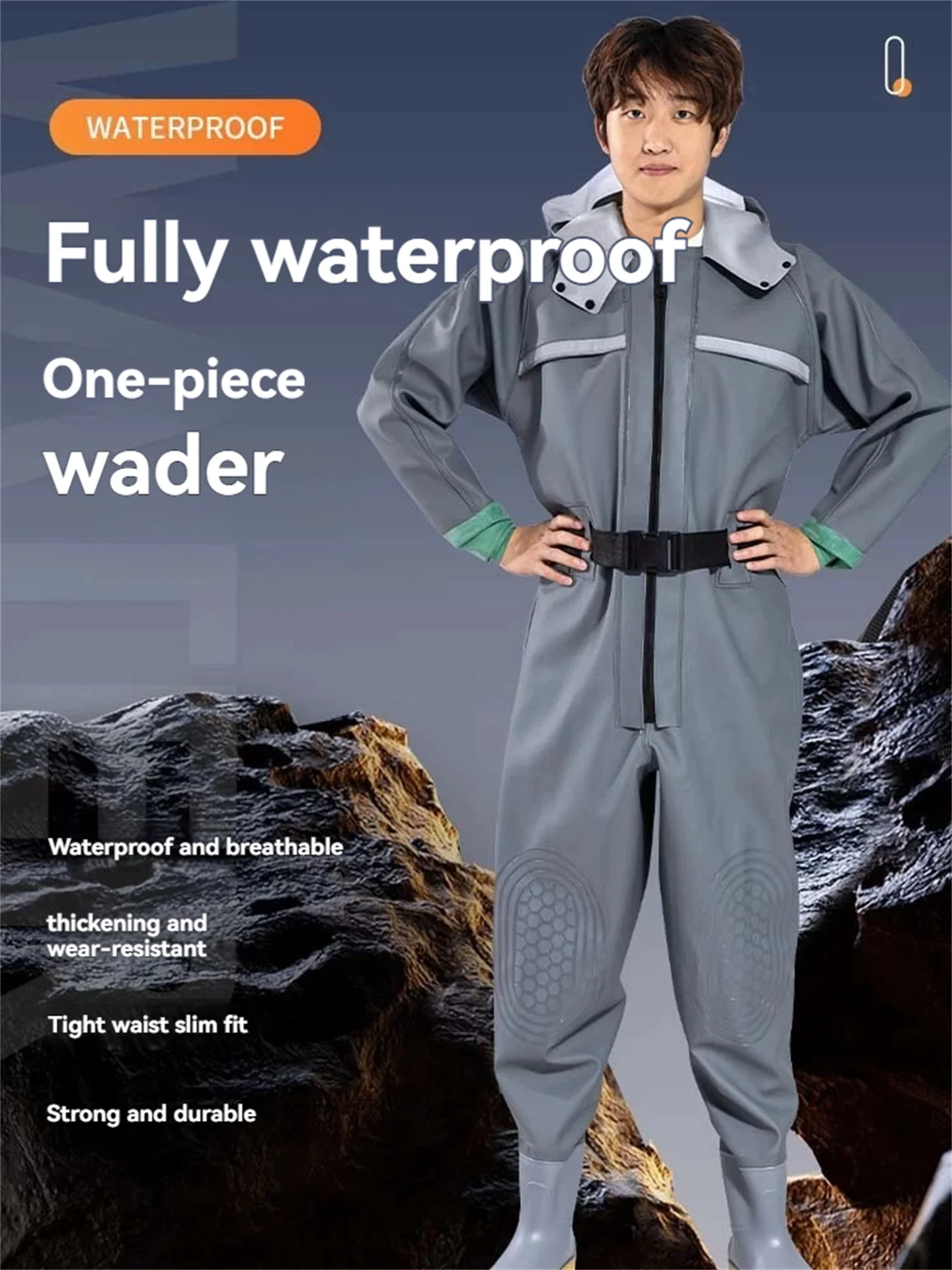 full-body-waterproof-fishing-waders-–-durable-wear-resistant-knitted-fabric-integrated-design