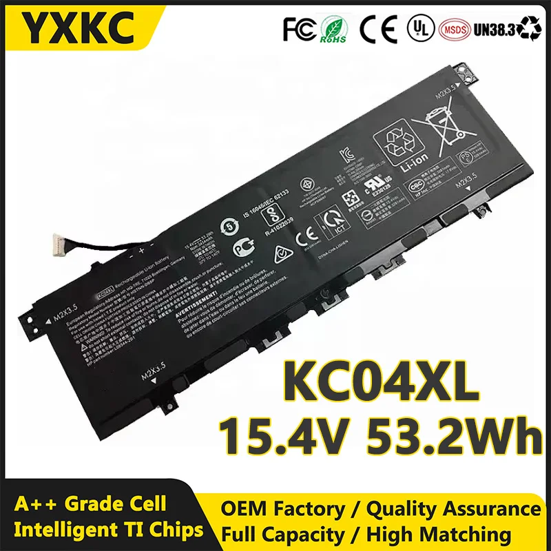 

KC04XL Аккумулятор для ноутбука 15,4 В, 53,2 Втч, совместимый с HP Envy X360 13-AG 13-AR 13-AH 13-AQ Series HSTNN-DB8P HSTNN-IB8K KC04053XL