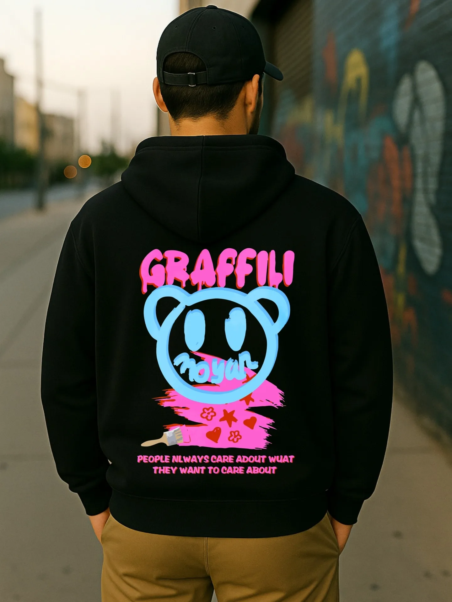 هوديي برسومات جرافيك للرجال، طباعة كرتونية، نمط ملابس الشارع، مزيج القطن، للشباب، للارتداء اليومي