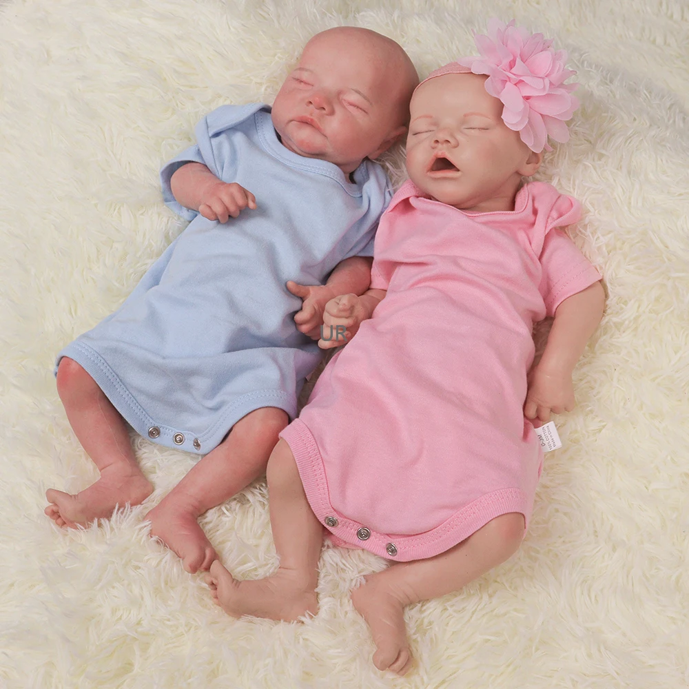 

Unpainted Realistic 1:1 Full Silicone Reborn Baby 45Cm With Clothing Full Solid Silicone Reborn Baby Doll Soft Baby Girl Boy