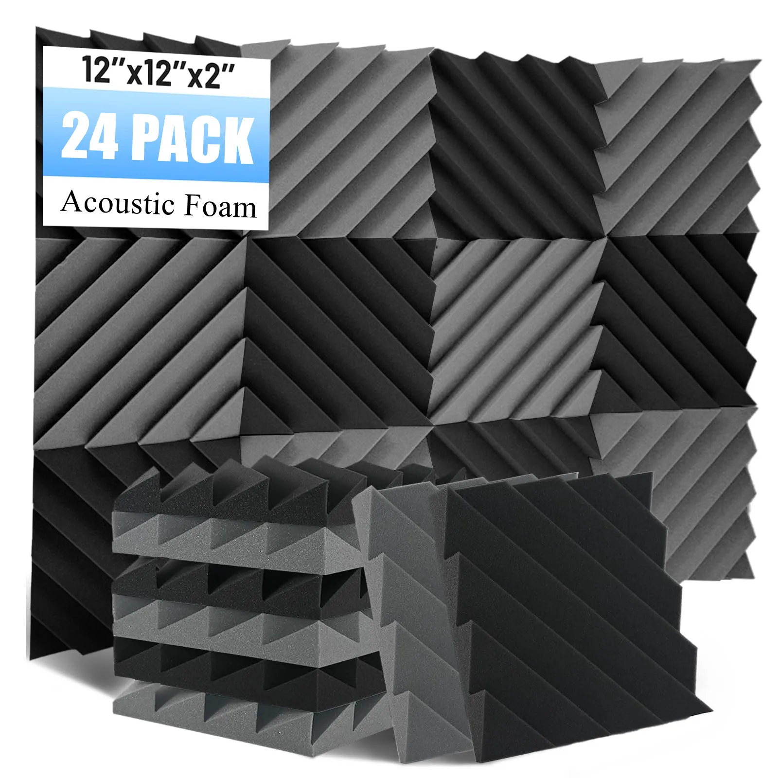 24 Uds 30x30x5cm estudio espuma acústica insonorizada espuma de sonido de alta densidad aislamiento acústico paneles de tratamiento de absorción de sonido