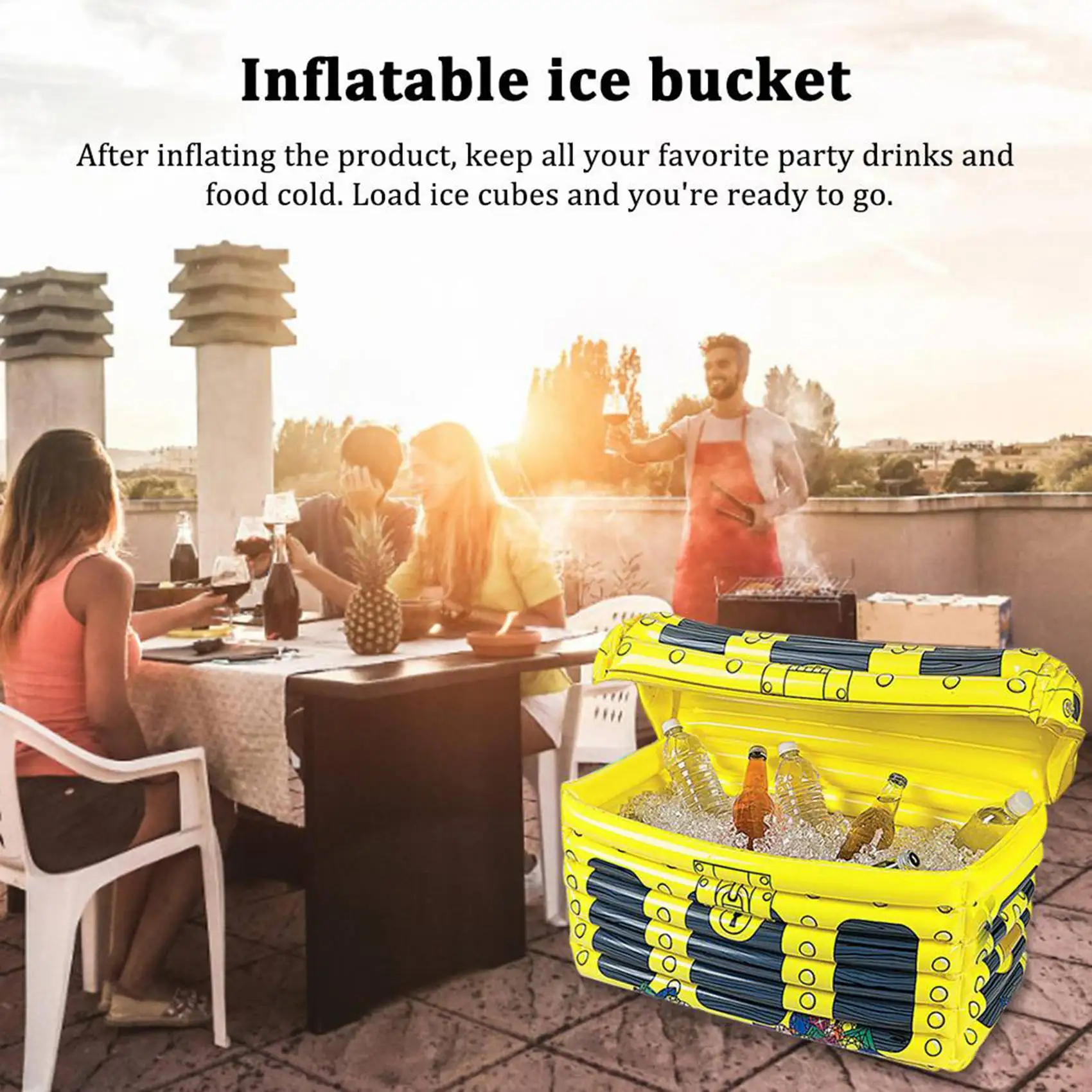 Indoor Outdoor Inflatable Ice Container PVC Beverage Cooler Treasure Box Multi- Bar Drinks Cool Leisure Supplies