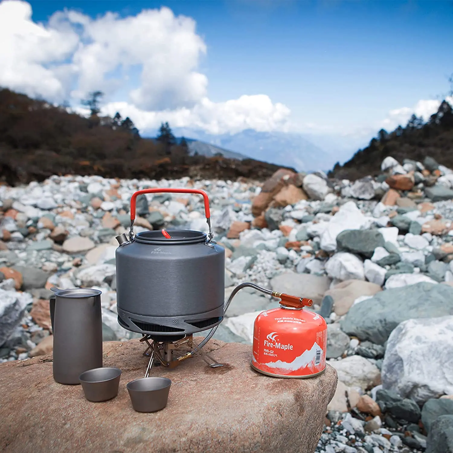 Tetera de arce para senderismo, utensilios de cocina para acampar al aire libre, intercambiador de calor, tetera Pinic, tetera para té y café,