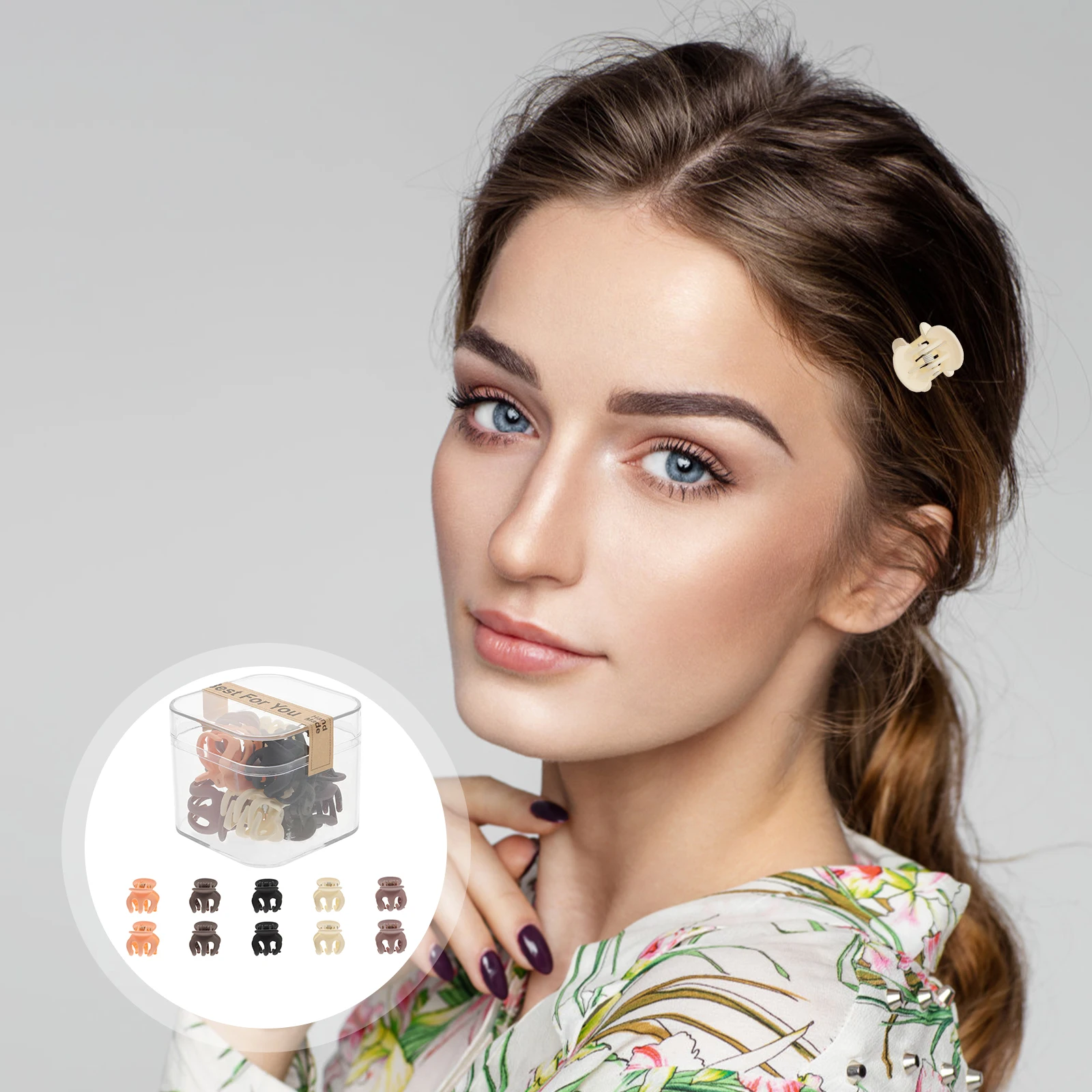 

Hair Accessories Women 2 Sets Claw Clips Small Mini Plastic Clamps Hairpin Durable Smooth Edges Decorative Heart Hairstyle