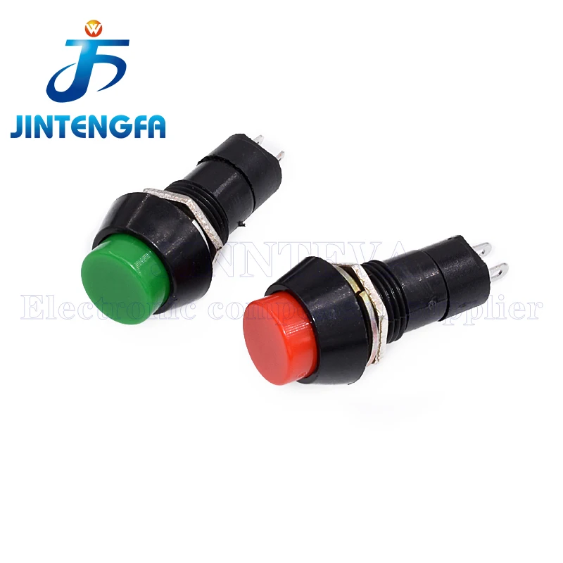 10PCS 12mm Push Button Latching Switchs PBS-11A Self Locking PBS-11B No Lock 1A 250V AC 2Pin Red Green Yellow Blue Black White