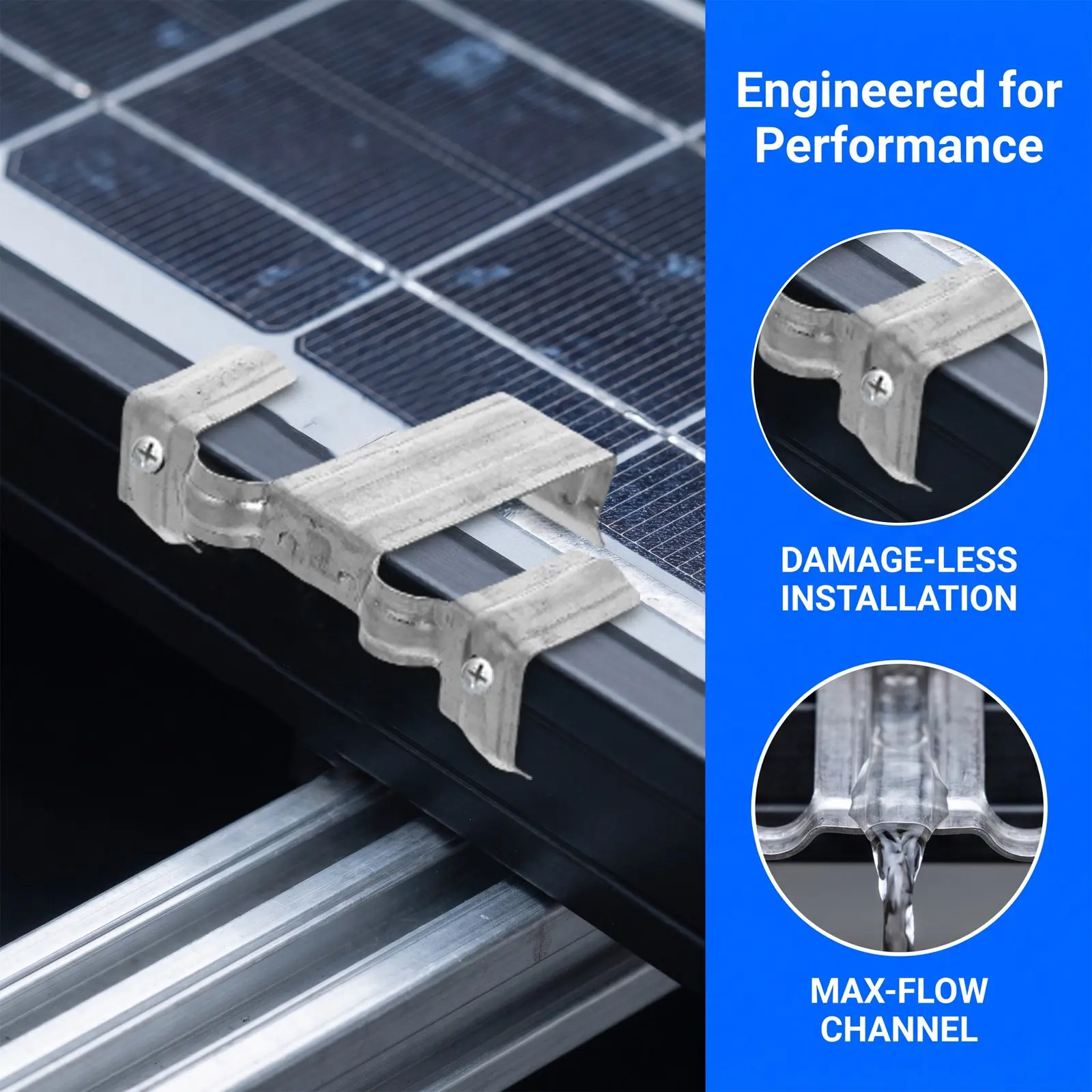 50Pcs Solar Panel Drain Clip Stainless Steel Drainage Buckle Easy Install Rainwater Sediment Guide 3.3cm