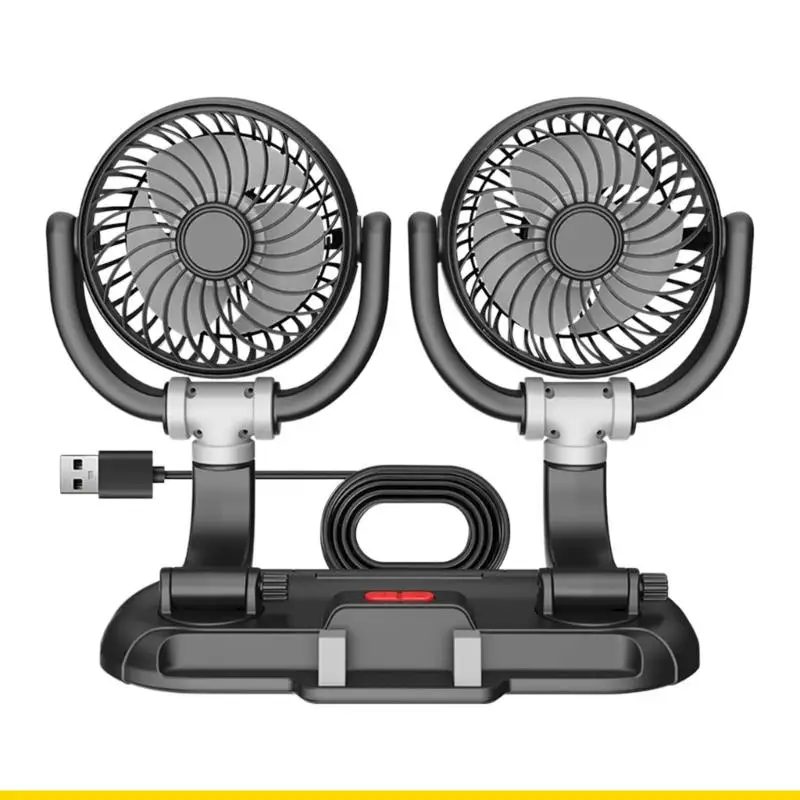 SZCH 2 in 1 Car Cooling Fan and Stand with Double Airflows 5W USB Powered
