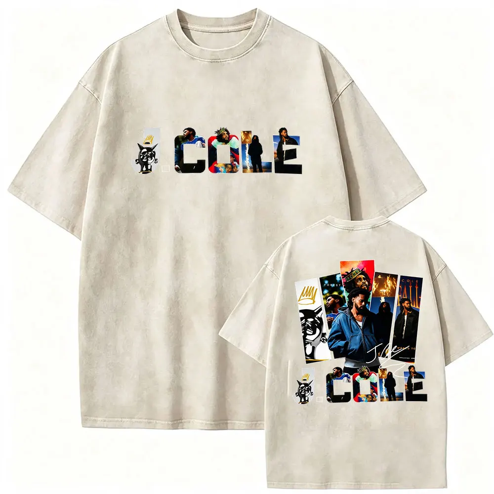Vintage Washed J.Cole The Fall Off Tour 2026 Tour Graphic T Shirts Men O-Neck Fashion Oversized Cotton T-Shirt Unisex Streetwear