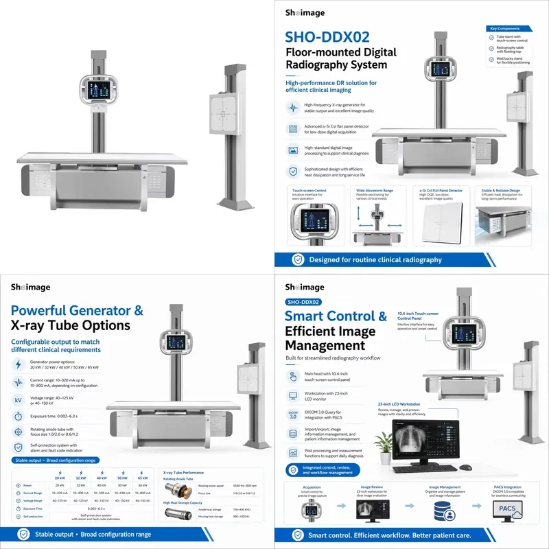 Hospital Medical Diagnostic Floor Mounted Fixed Table 10.4 Inch Touch Screen FPD Digital X-ray Machine