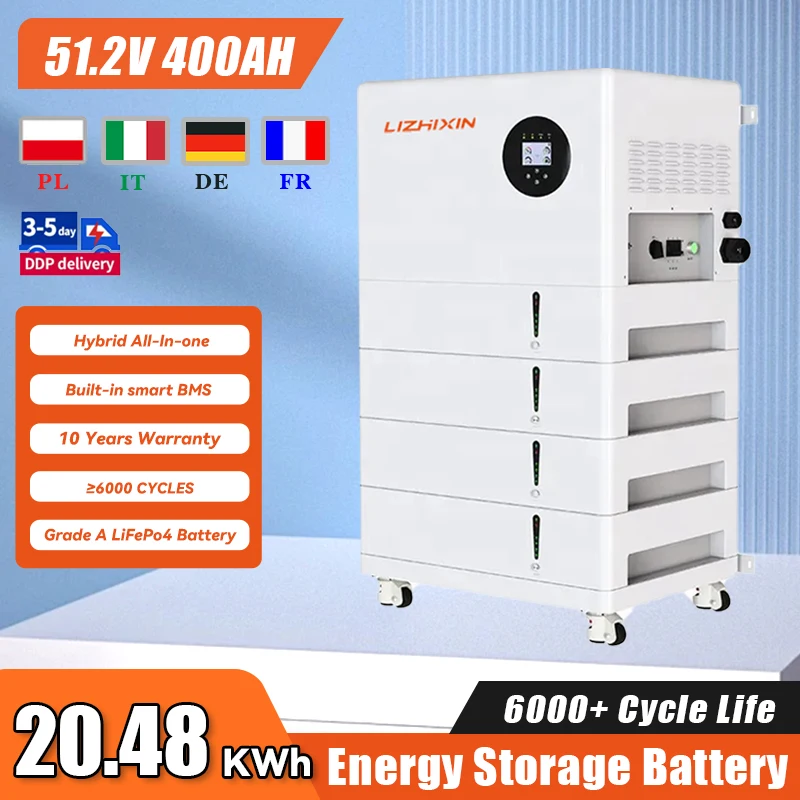 51.2V 400ah All in One Lithium Ion Battery 100ah 200ah 300ah Solar Inverter Products 10kw 20kw Power System Support Parallel Sol