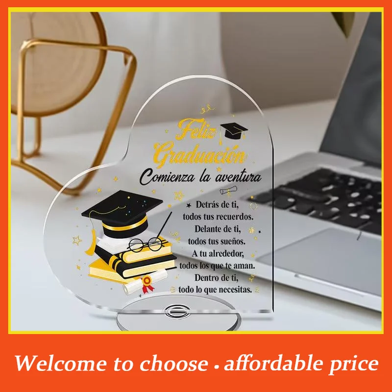 **1Pcs 2D Acrylic Heart-shaped Graduation Rotating Ornament Suitable For Party Decoration Transparent Acrylic Desktop Ornament'