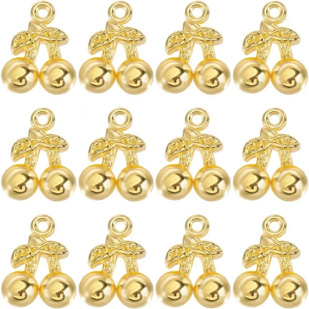 80Pcs Cherry Charm Fruit Charms Bulk Fruits Cherries Pendants for Jewelry Making Bracelets Earrings DIY Crafting Accessories