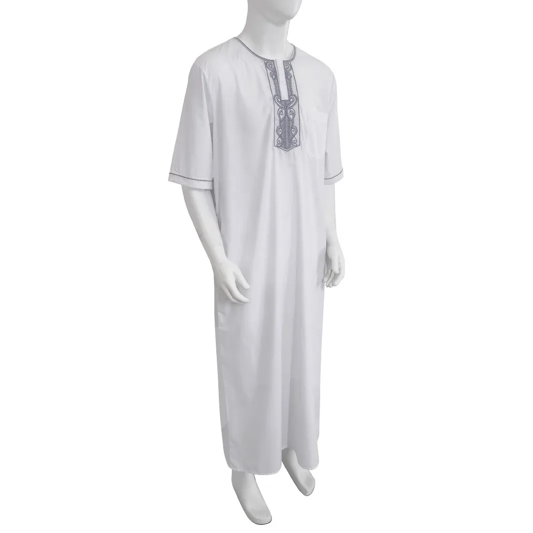 Moroccan Men's Pullover Embroidered Shirt Robe Muslim with Pockets Abaya Ramadan Dubai Luxury Islam Elegant