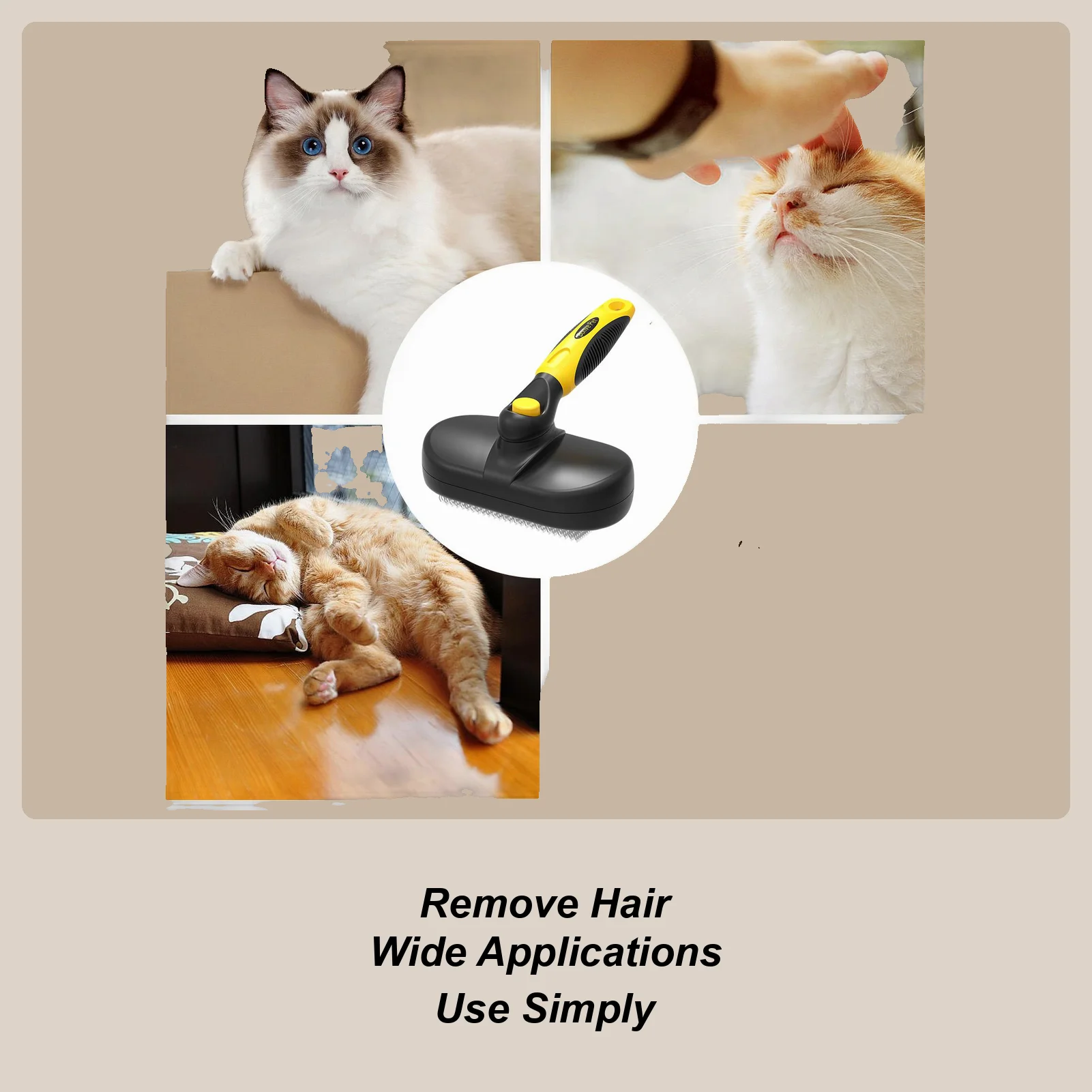 

Щетка для линяния кошек, массажная расческа для ухода за домашними животными, щетка для кошек с длинными волосами и кнопкой освобождения для душа, спа, ванной комнаты, домашнего салона, путешествий