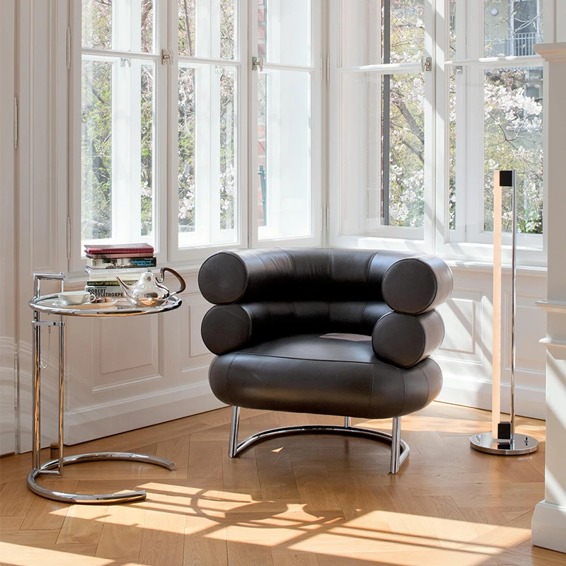 

Modern stainless steel base custom leather leisure chair villa lounge office back sofa armchair