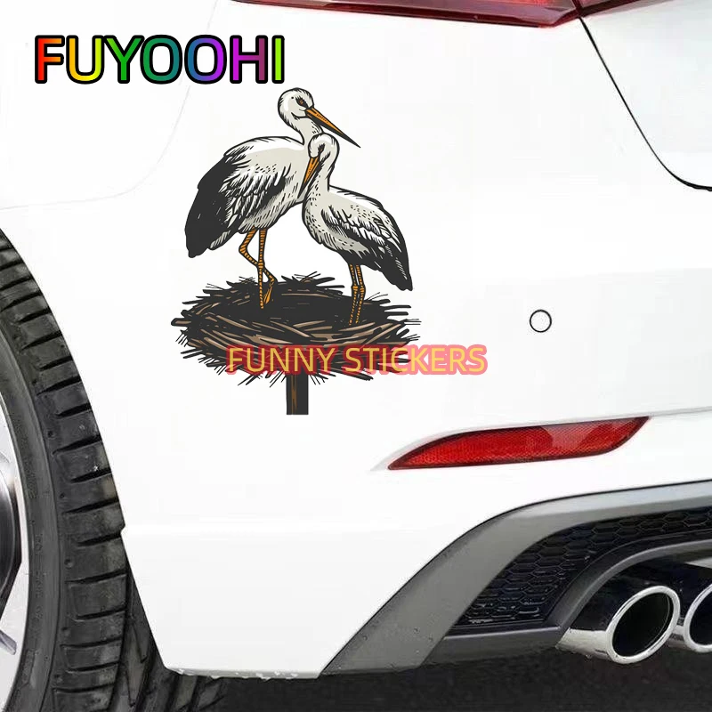 FUYOOHI Stork In Nest Animal Wall Sticker Decorations Living Room Decals Children\'s Bedroom Decoration Bathroom Decal Mural Art