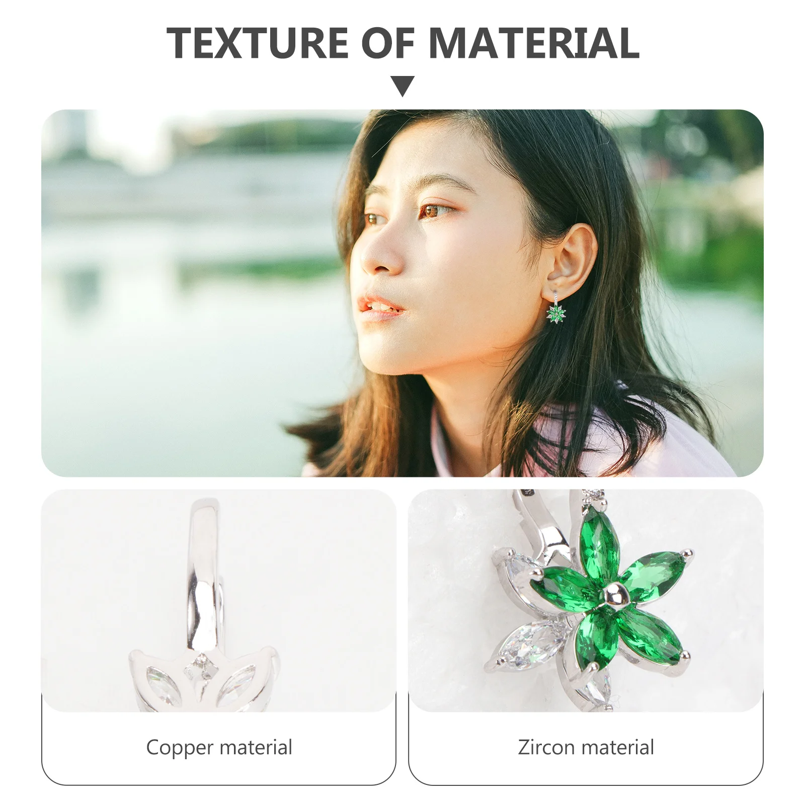 

1Pair Flower Earrings Zircon Pendant Sparkling Design Daily Chic Ear Clips Jewelry Gift for Women Girls