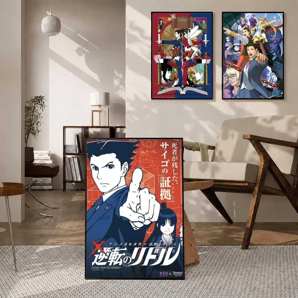 Game Ace Attorney Poster Poster Room Wall Art Decor Waterproof Stickers For Home Bar Bedroom Decoration