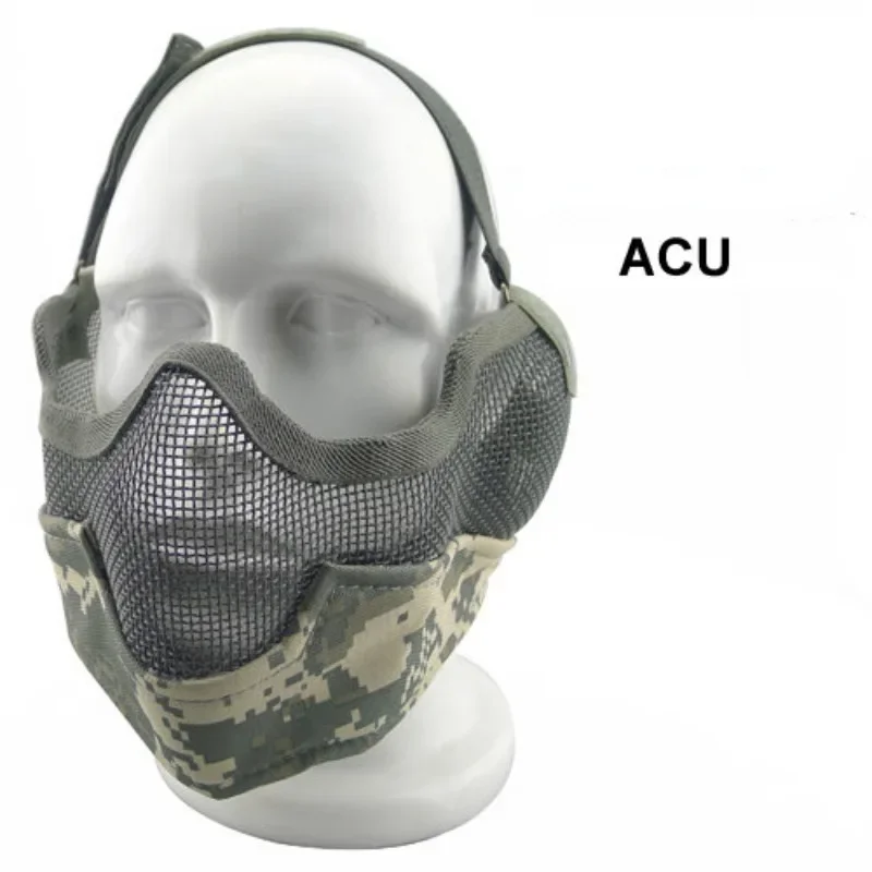 ZXYHFE-mascarillas protectoras tácticas de media cara, equipo de tiro Airsoft Paintball, malla de acero con bajo contenido de carbono, accesorios