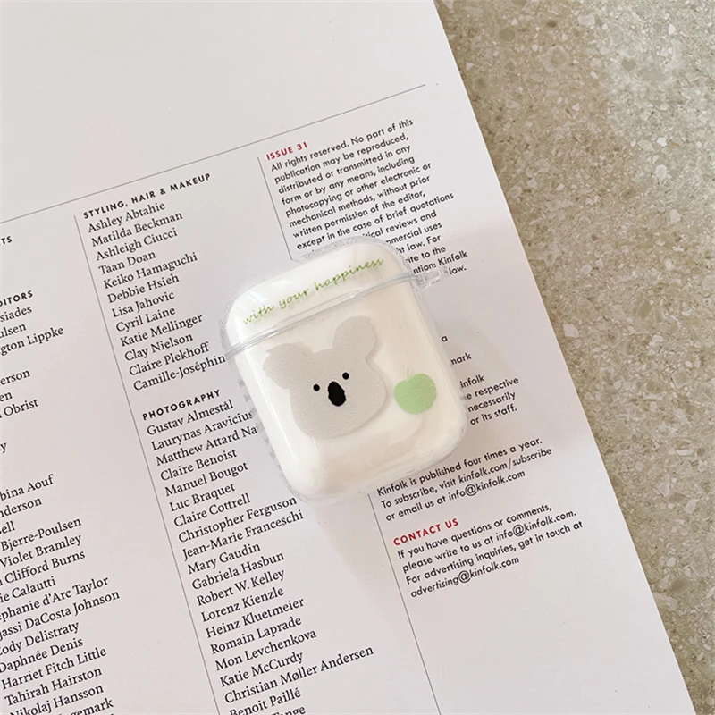 Cute Koala Korean Ins Earphone Case For AirPods 1 2 Pro Case Transparent TPU Air Pods 3 Bluetooth Soft Earphone Charging Box