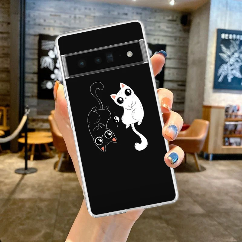 Cartoon Cat Phone Case Cover for Google Pixel 9 8 7 6 5 4 XL Shockproof Silicone 7A 6A 5A 4A 3A XL Pro 5G Transparent Shell Bags