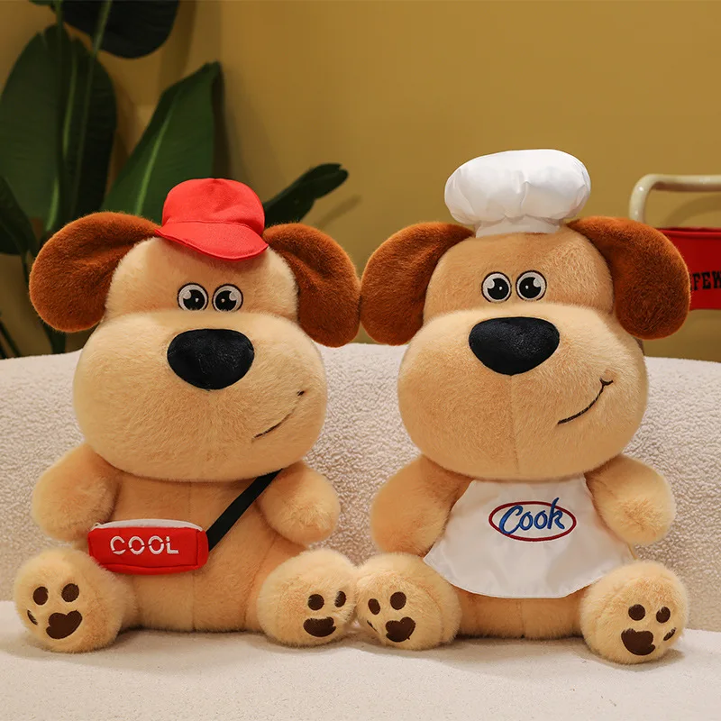 Kawaii ألعاب من نسيج مخملي لطيف ميدولا جرو محشوة دمية يجلس الموقف الكلب وسادة هدية عيد ميلاد للأطفال الشيف الكلب لعبة أطفال