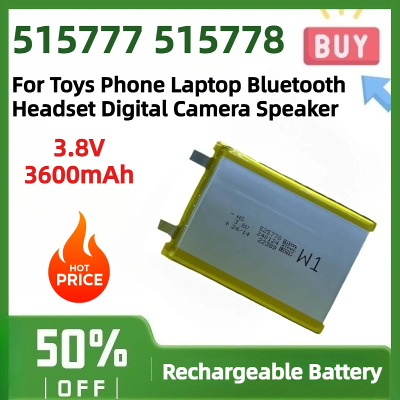 515777 515778 3.8V 3600mAh Rechargeable Lithium Polymer Battery for Toys Phone Laptop Bluetooth Headset Digital Camera Speaker