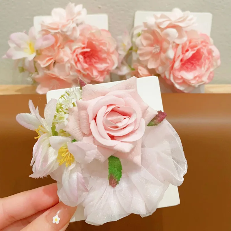 

Artificial Flower Hairclip for Baby Handmade Hairpin Little Girl Bride Wedding Party Barrette Princess Hair Accessories