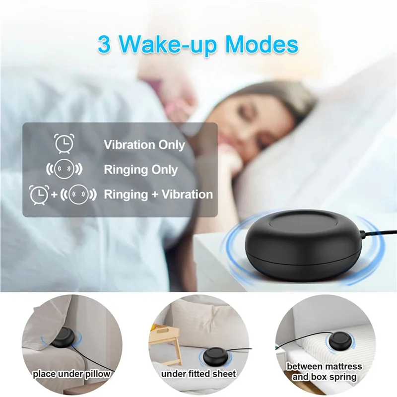 ABFY-NEW Powerful Vibrations RGB Digital Alarm Clock With Mood Light Snooze 2 Alarms USB Powered Clock For Heavy Sleeper