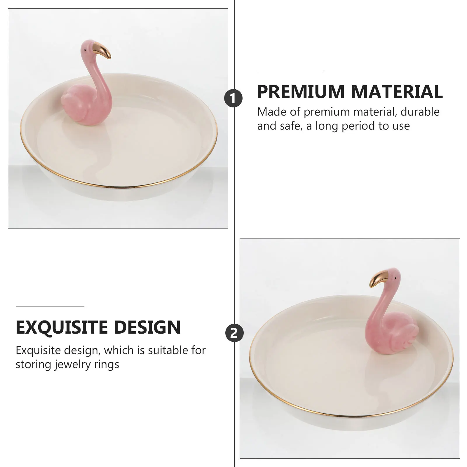 1Pcs Flamingo Jewelry Display Tray Premium Ceramic Organizer for Rings Earrings Necklace Home Decoration Storage