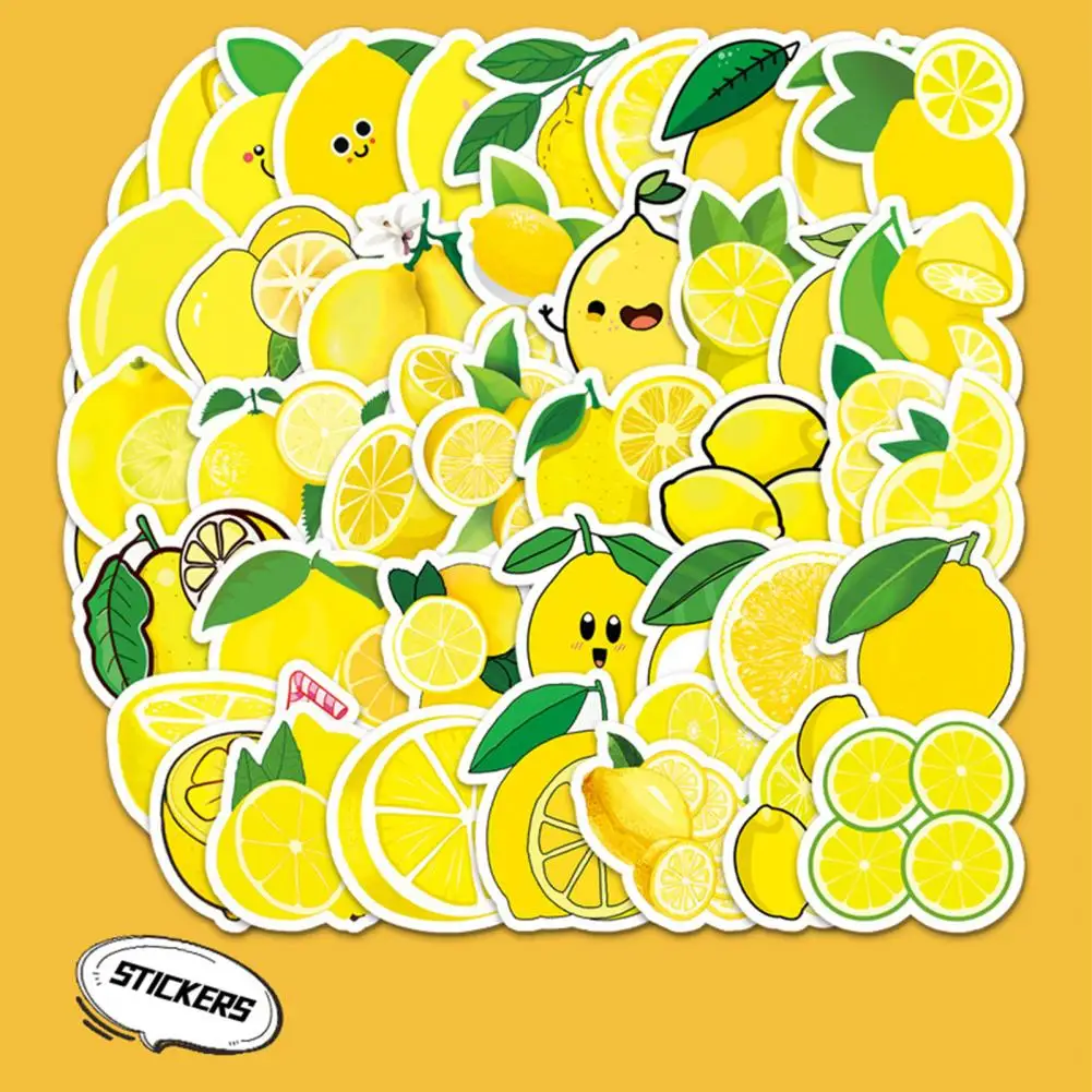 Tidak pudar 50 buah casing ponsel DIY yang sangat baik stiker Lemon stiker alat tulis perekat diri dapat digunakan kembali kehidupan sehari-hari