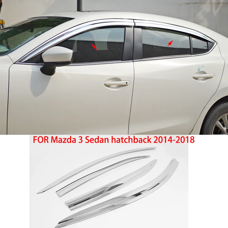 

Car accessories FIT FOR Mazda 3 Sedan hatchback 2014-2018 ABS chrome waterproof Door Window Visor Vent Shades Sun Rain Guard