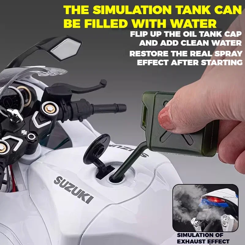 

Spray 1:6 Alloy Metal Diecast Motorcycle Model Dynamic Ornaments Sound And Light Gift Collection For SUZUKI HAYABUSA GSX-1300R