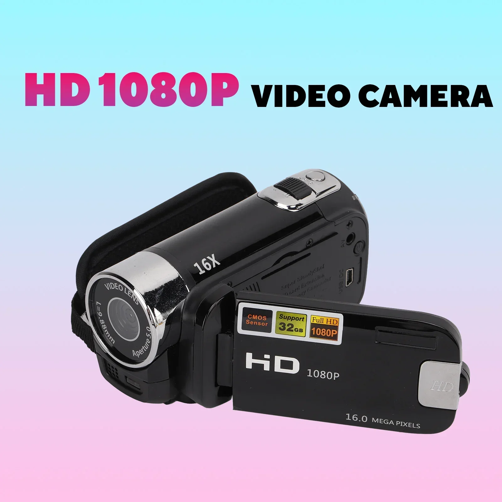 Video Camera Camcorder Full HD 4K 48MP Camera Recorder 270° Rotation 2.7 Inch Color Screen 16X Zoom Digital Camcorders