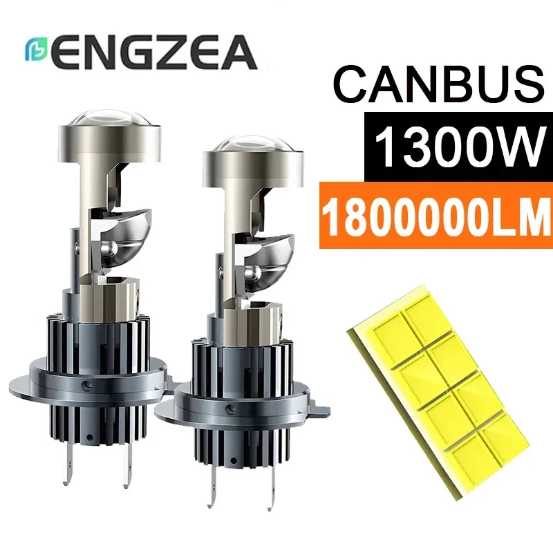 

ENGZEA 2 PCS 1300W 1800000LM Mini Led Projector H4 Lens H4 H8 H9 H11 9005 HB3 9006 HB4 Car Headlight Bulbs Canbus HeadLamp