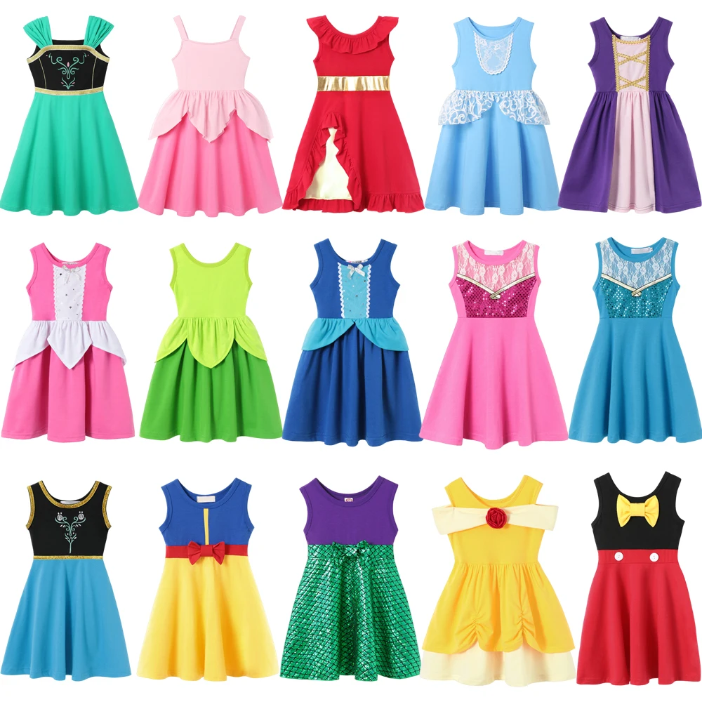 Elsa Princess Dress for Girls Summer Casual Cosplay Party Outfit Toddler Kids Children Cute Fancy Clothing 2-8Y Vestido