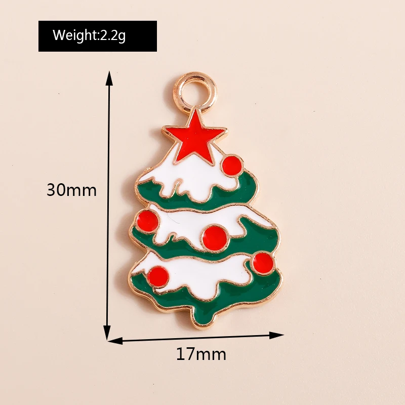 10 Stück Mix Emaille Weihnachtsanhänger für Schmuckherstellung Weihnachtsmann Baum Hirsch Hut Charms Anhänger für DIY Halsketten Ohrringe Geschenke – Detail 8