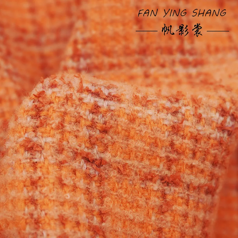 

Оранжевая клетчатая твидовая ткань с высокой шерстью для пальто своими руками