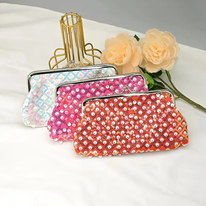 

Винтажный женский многофункциональный клатч с блестками, сверкающий геометрический дизайн, компактный макияж, органайзер для предметов первой необходимости для вечеринок