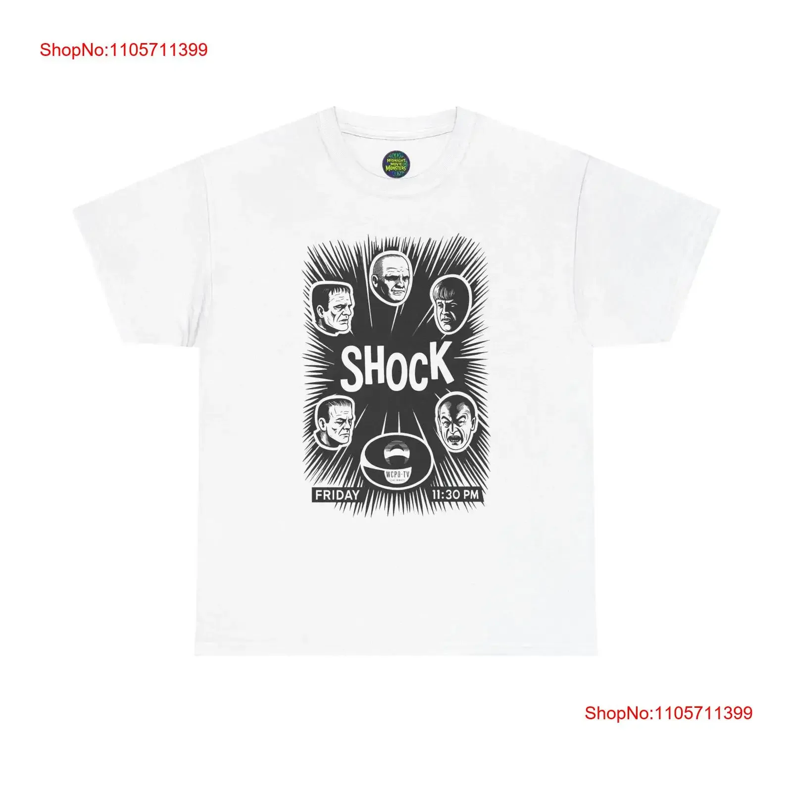 Shock Monsters Channel 9 Cincinnati T Shirt Movie Frankenstein Dracula Mummy long or short sleeves vintage Washed